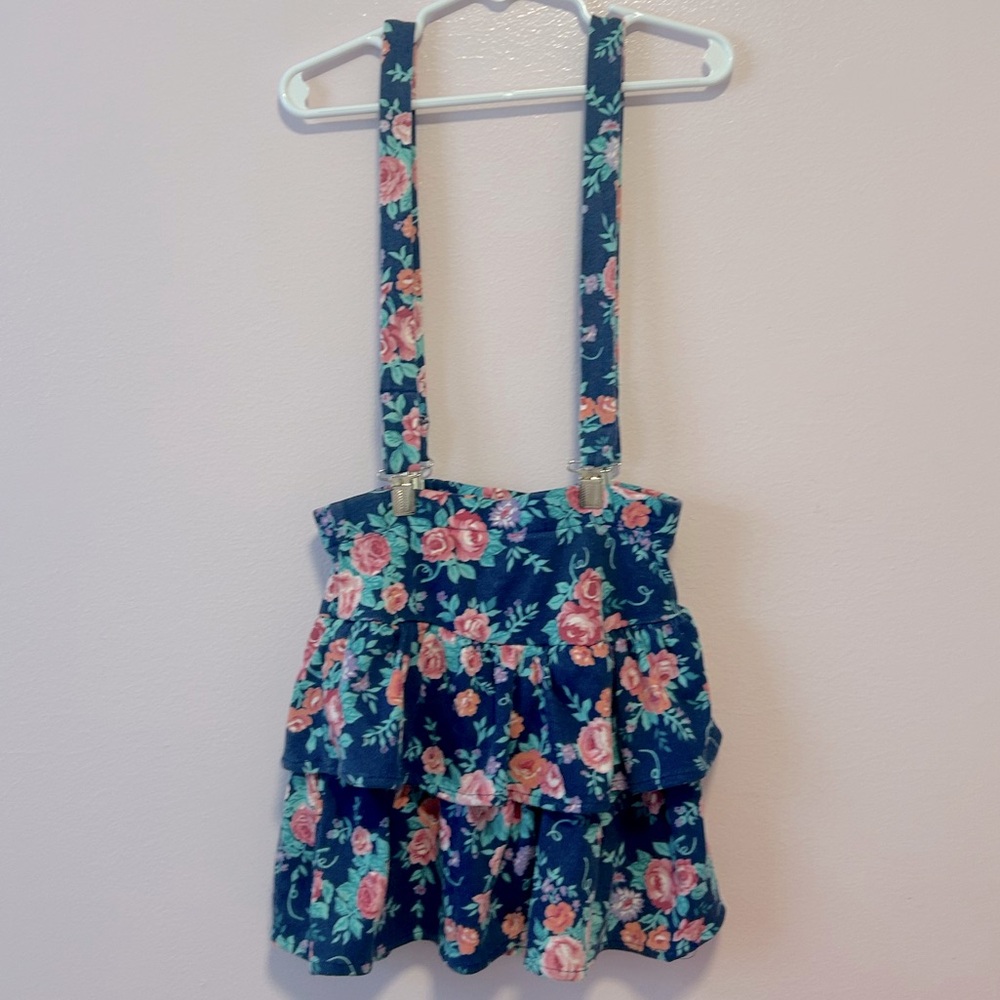 Vintage Buttercup Floral Patterned Suspender Skirt Sz 6